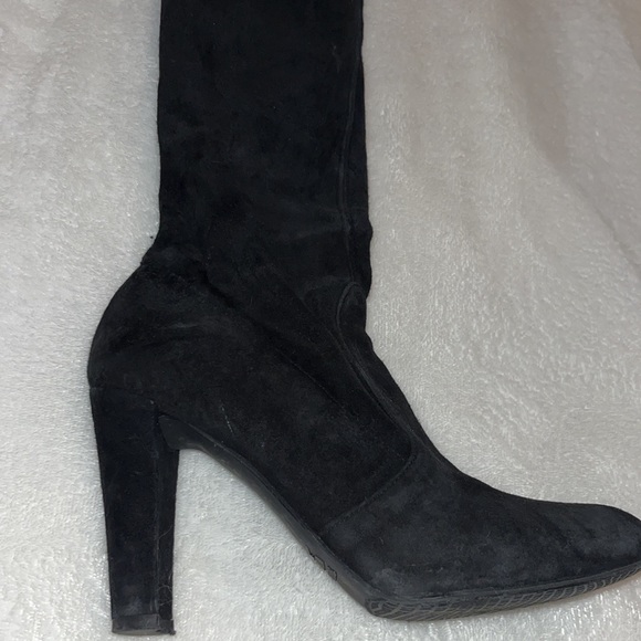 STUART WEITZMAN Highland Over The Knee Boot block heel black suede 5.5 - Picture 7 of 13